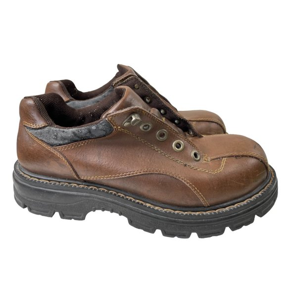 State Street Men's Brown Faux Leather Y2K Chunky Sole Oxfords Size 10.5 - Picture 1 of 5